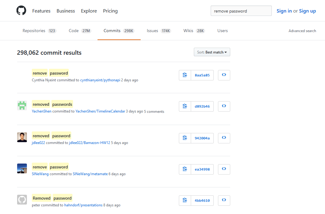 GitHub: wyniki wyszukiwania dla frazy 
